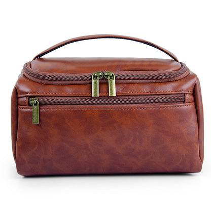 Retro crazy horse pu leather new cross-border cosmetic bag Europe and the United States large capacity travel multi-functional portable washing and storage bag - PATOGAZ