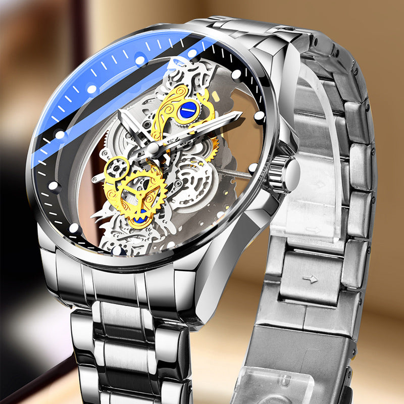 Cross-Border Dropshipping New Double-Sided Hollow Fully Automatic Movement Non-Mechanical Watch Tourbillon Watch Men's Waterproof - PATOGAZ