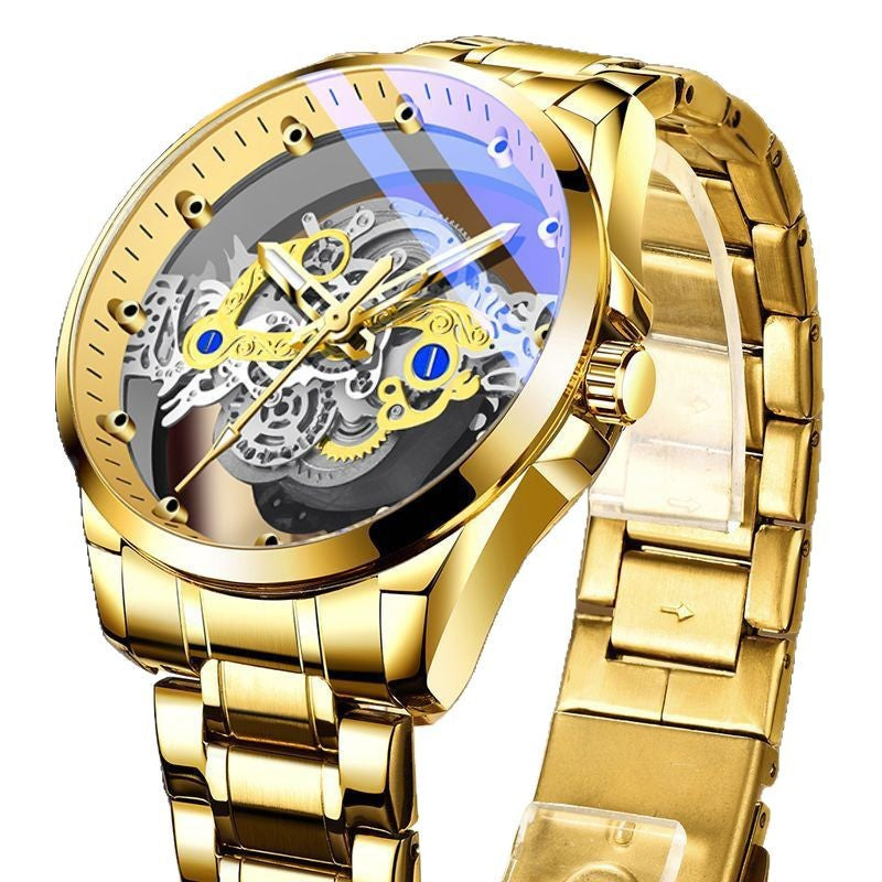Cross-Border Dropshipping New Double-Sided Hollow Fully Automatic Movement Non-Mechanical Watch Tourbillon Watch Men's Waterproof - PATOGAZ