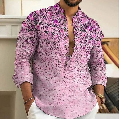 Chemise Homme Fleurie Imprimé 3D / Manches Longues / Style Vintage Streetwear