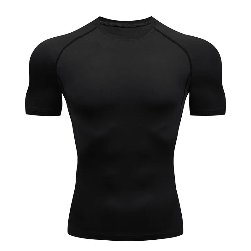 T-shirt de Compression Homme Manches Courtes — Rashguard Séchage Rapide, Running & Sport