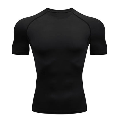 T-shirt de Compression Homme Manches Courtes — Rashguard Séchage Rapide, Running & Sport
