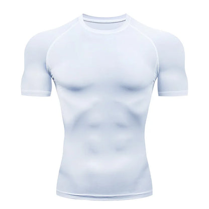 T-shirt de Compression Homme Manches Courtes — Rashguard Séchage Rapide, Running & Sport