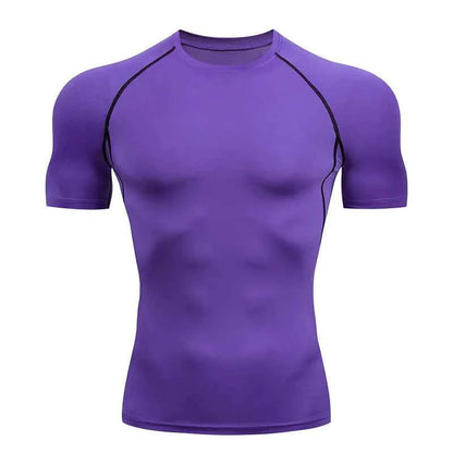 T-shirt de Compression Homme Manches Courtes — Rashguard Séchage Rapide, Running & Sport