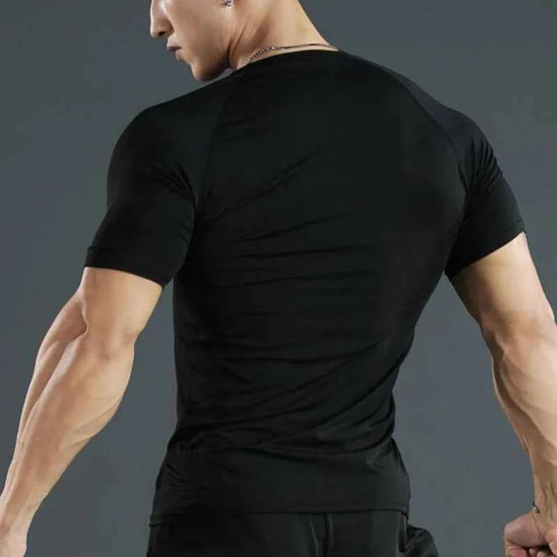T-shirt de Compression Homme Manches Courtes — Rashguard Séchage Rapide, Running & Sport