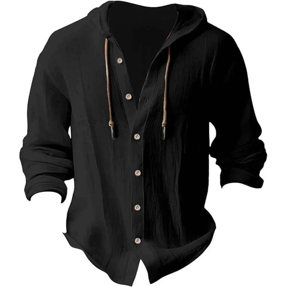 Cardigan à Capuche Homme en Coton & Lin — Overshirt Léger Printemps/Automne