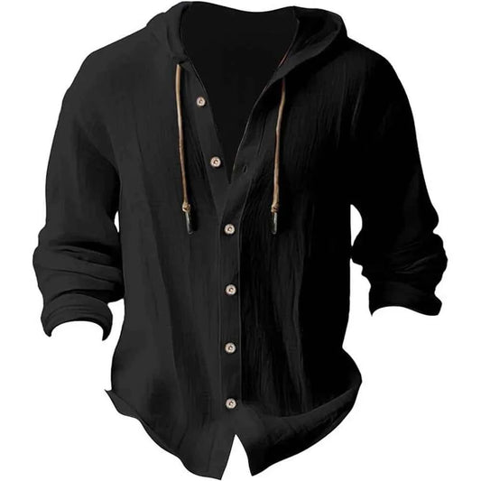 Cardigan à Capuche Homme en Coton & Lin — Overshirt Léger Printemps/Automne