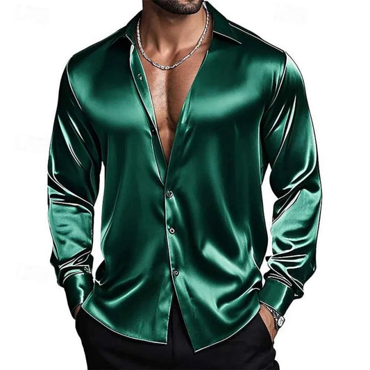 Chemise Satin Homme              Col Classique, Coupe Élégante