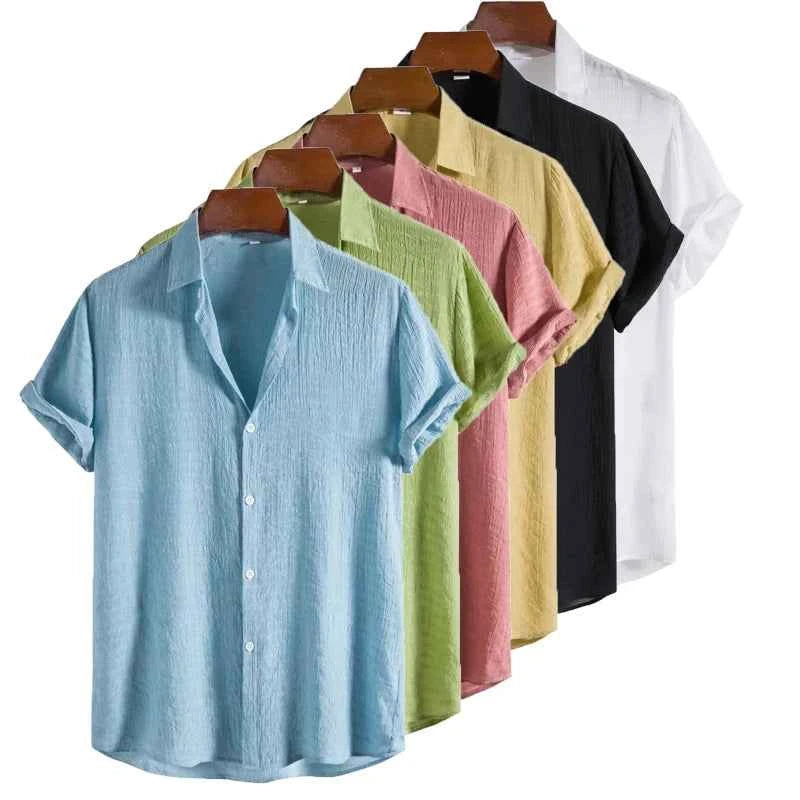 Chemise Homme Manches Courtes en Coton Stretch — Coupe Décontractée, Légère & Respirante