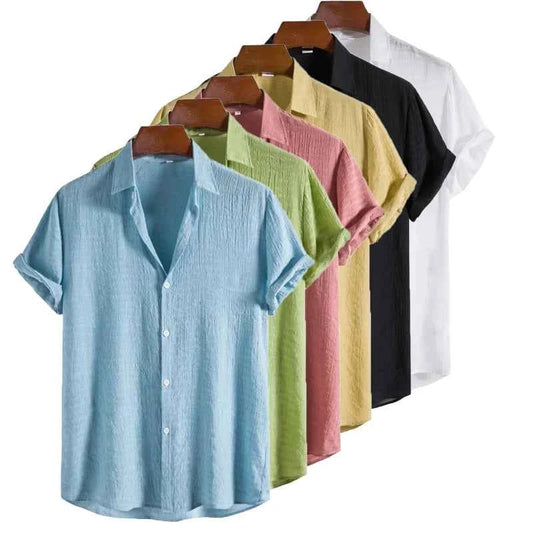 Chemise Homme Manches Courtes en Coton Stretch — Coupe Décontractée, Légère & Respirante