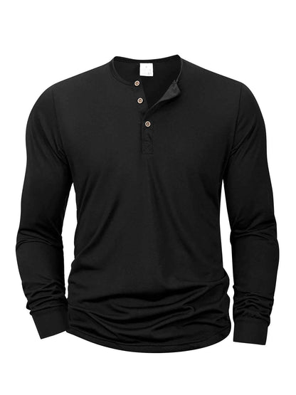 T-shirt Henley Homme Manches Longues — Coupe Décontractée, Tissu Doux & Respirant