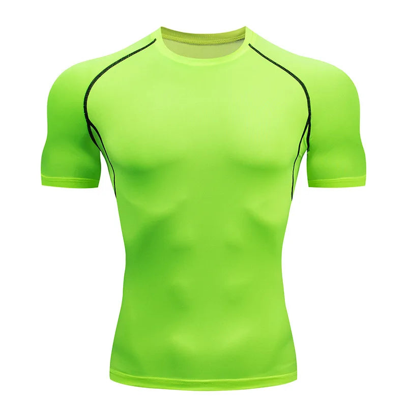 T-shirt de Compression Homme Manches Courtes — Rashguard Séchage Rapide, Running & Sport