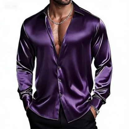 Chemise Satin Homme              Col Classique, Coupe Élégante