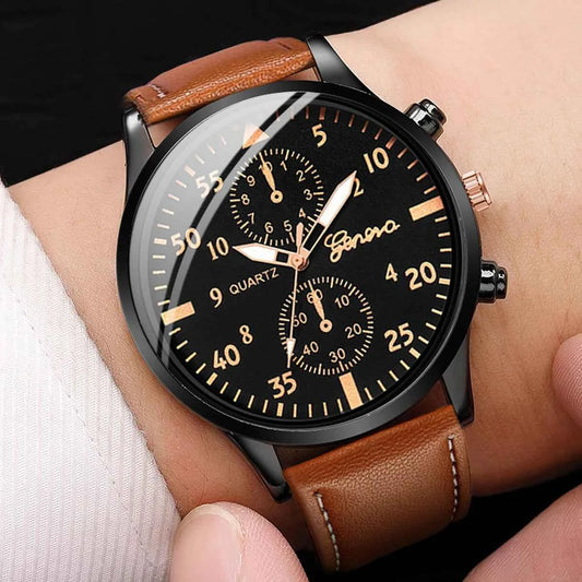 Montre avec un cadran style arabe vintage, bracelet en cuir,   4 pieces (sans boîte)