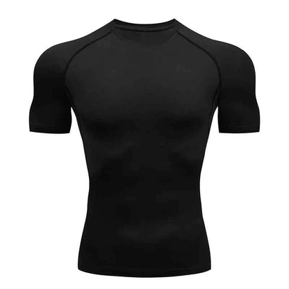 T-shirt de Compression Homme Manches Courtes — Rashguard Séchage Rapide, Running & Sport