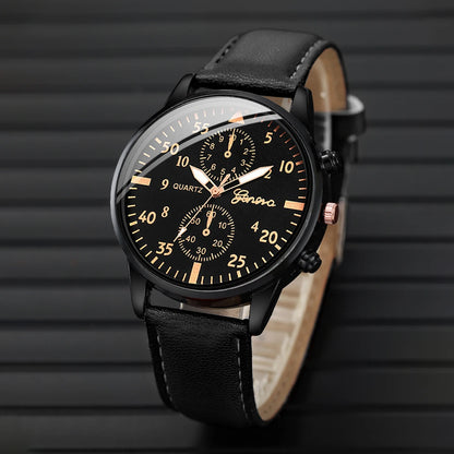 Montre Analogique avec bracelet en cuir tissé pour homme, ensemble de bracelets, mode, affaires, sans boîte, 4 pièces