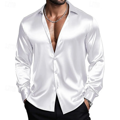 Chemise Satin Homme              Col Classique, Coupe Élégante