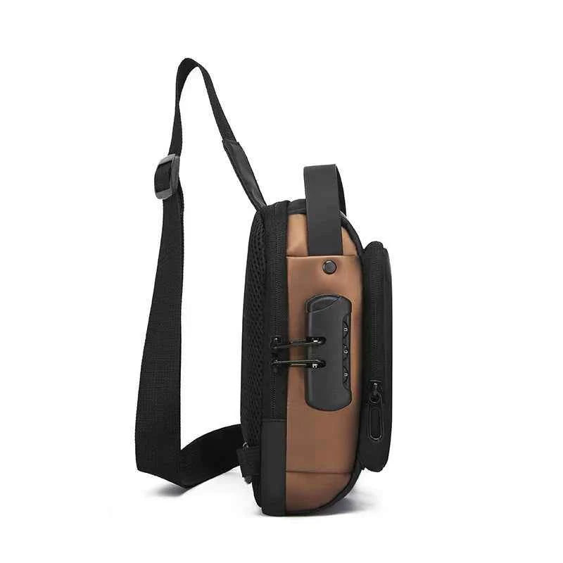 Sac Bandoulière en Tissu Oxford – Sacoche Poitrine Moto Tendance avec Poche Téléphone et Fermeture Éclair