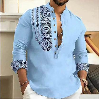 Chemise Homme Fleurie Imprimé 3D / Manches Longues / Style Vintage Streetwear