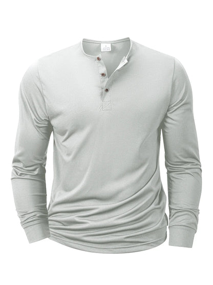 T-shirt Henley Homme Manches Longues — Coupe Décontractée, Tissu Doux & Respirant