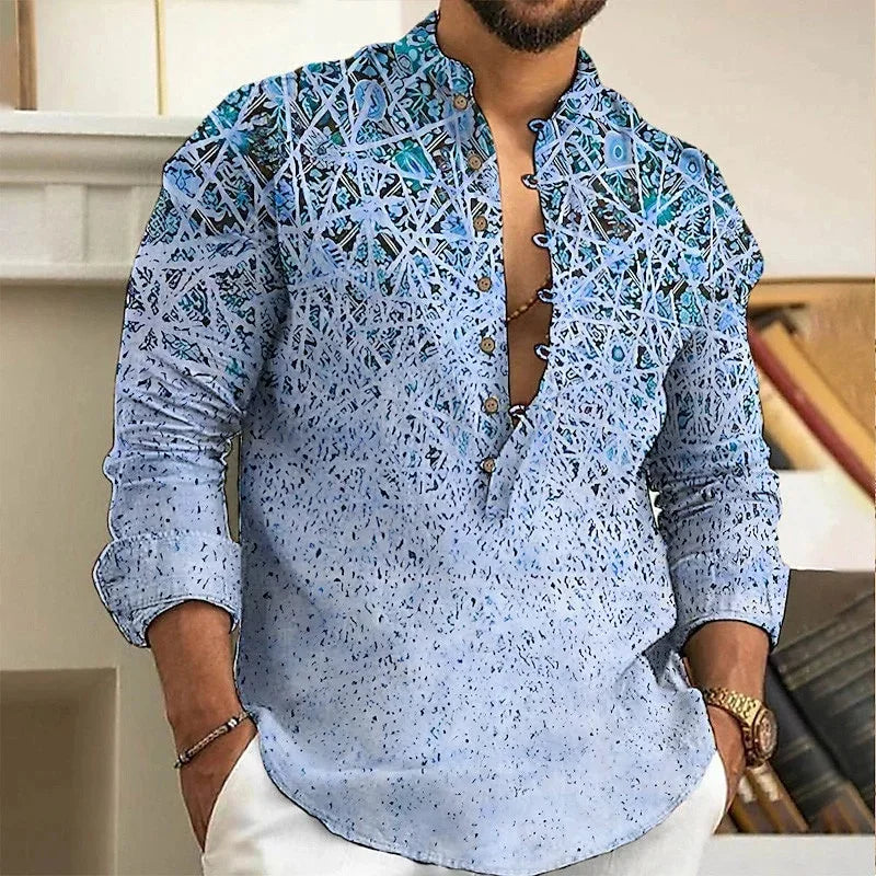 Chemise Homme Fleurie Imprimé 3D / Manches Longues / Style Vintage Streetwear