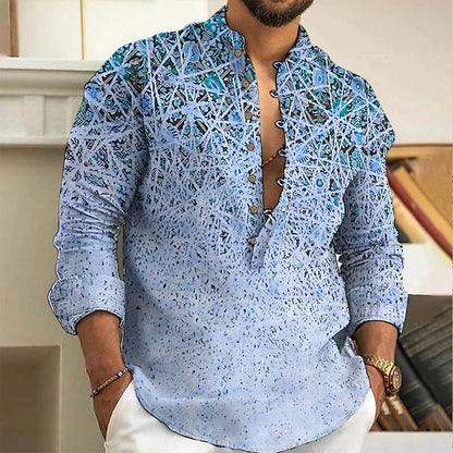 Chemise Homme Fleurie Imprimé 3D / Manches Longues / Style Vintage Streetwear