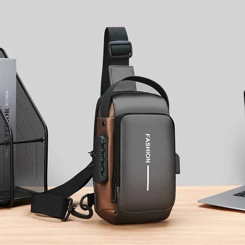 Sac Bandoulière en Tissu Oxford – Sacoche Poitrine Moto Tendance avec Poche Téléphone et Fermeture Éclair