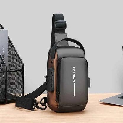 Sac Bandoulière en Tissu Oxford – Sacoche Poitrine Moto Tendance avec Poche Téléphone et Fermeture Éclair