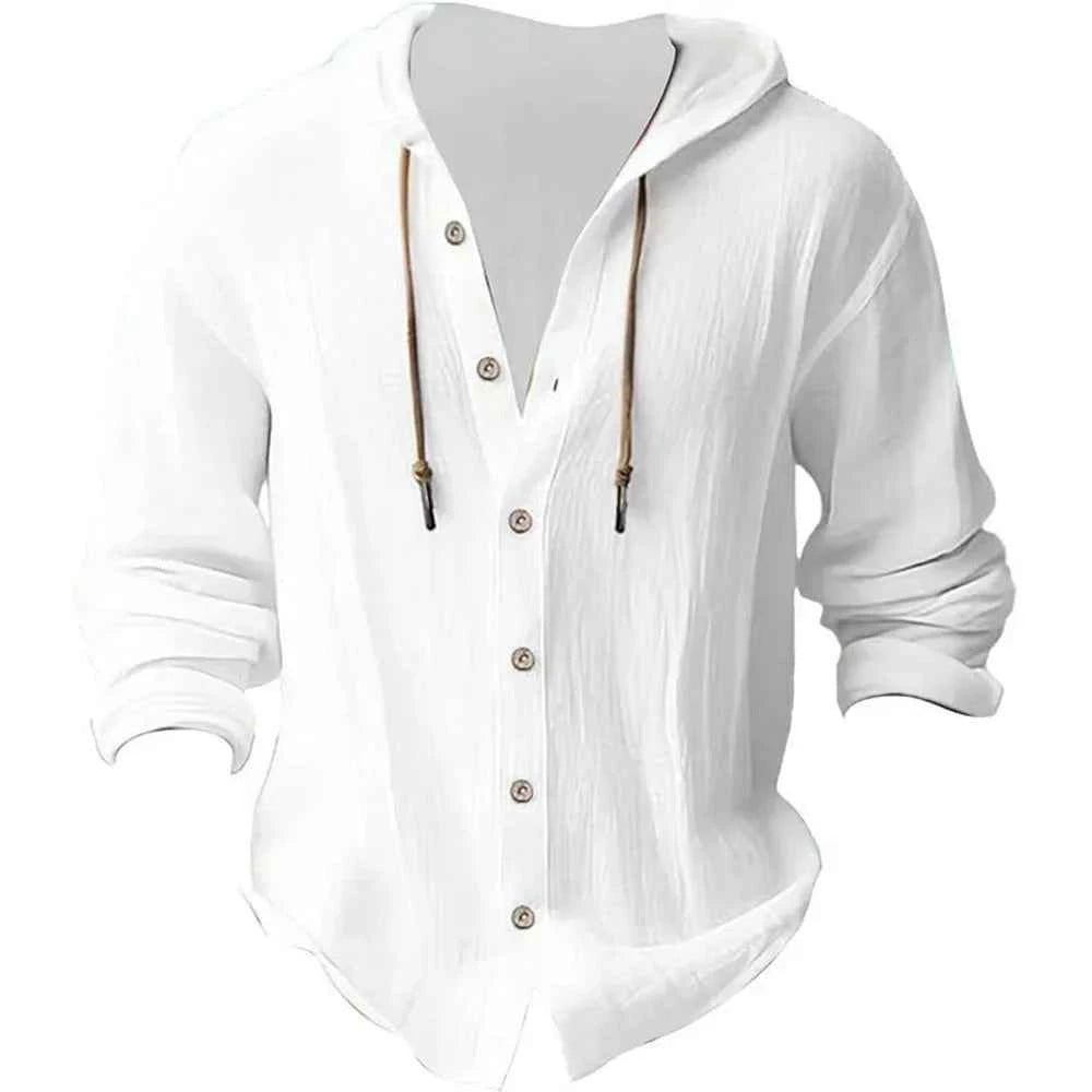 Cardigan à Capuche Homme en Coton & Lin — Overshirt Léger Printemps/Automne