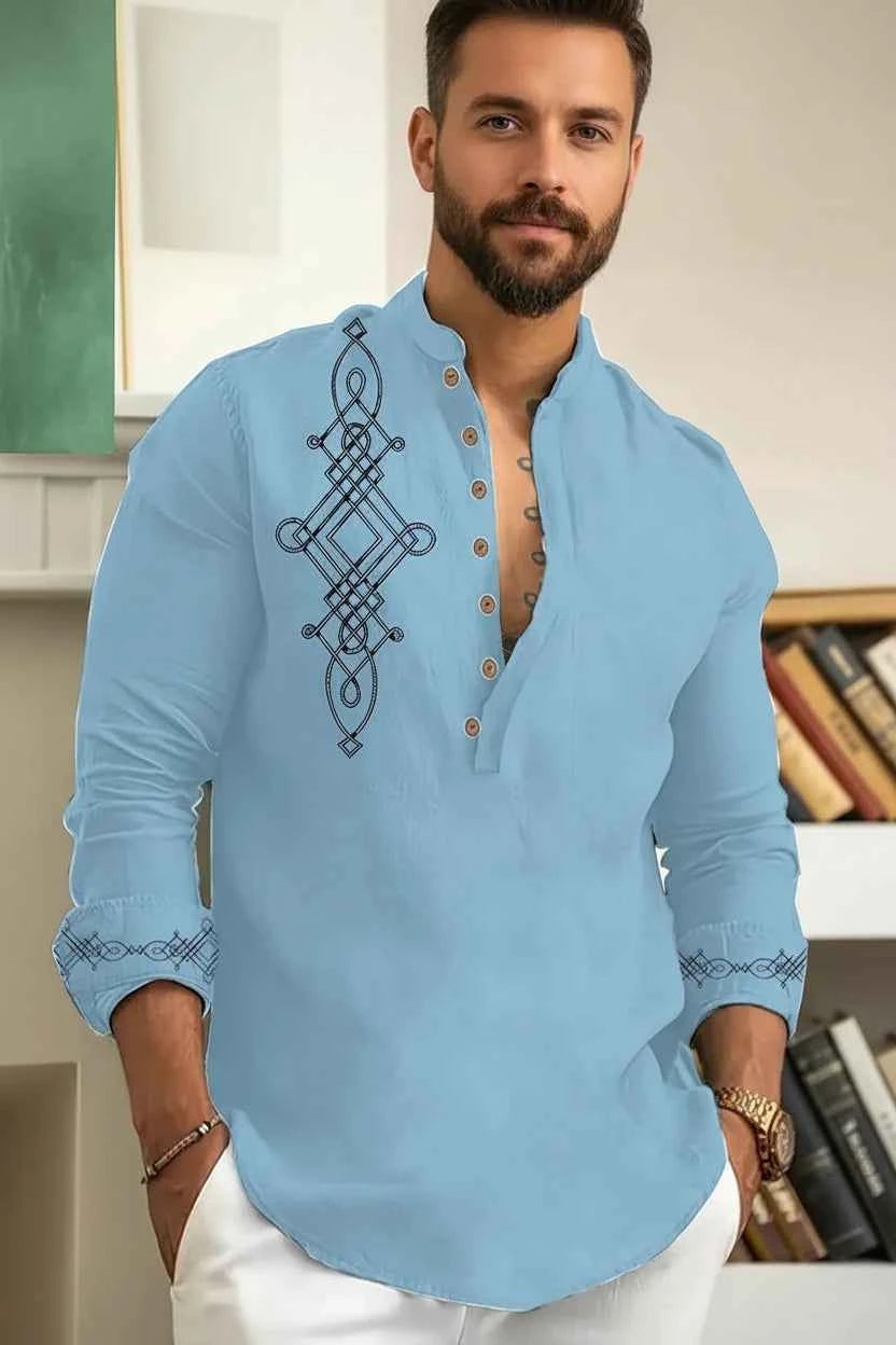Chemise Homme Lin & Fibre de Bambou / Manches Longues / Style Streetwear Décontracté