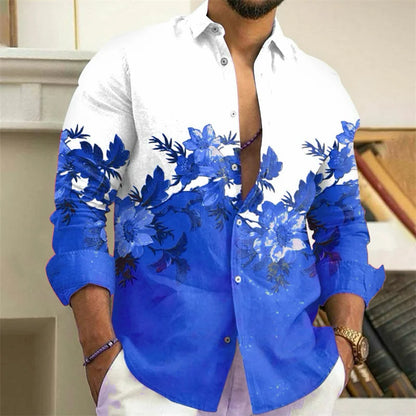Chemise Homme Fleurie Imprimé 3D / Manches Longues / Style Vintage Streetwear