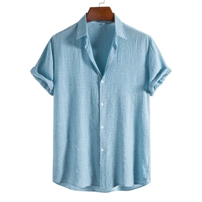 Chemise Homme Manches Courtes en Coton Stretch — Coupe Décontractée, Légère & Respirante