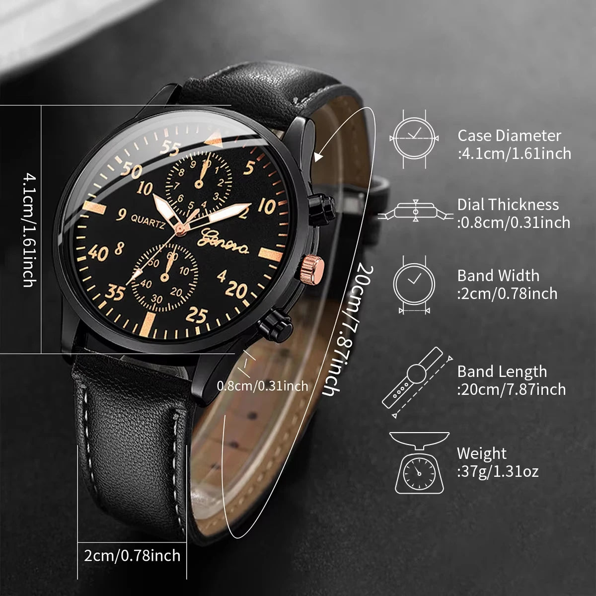 Montre Analogique avec bracelet en cuir tissé pour homme, ensemble de bracelets, mode, affaires, sans boîte, 4 pièces