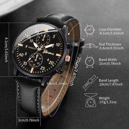 Montre Analogique avec bracelet en cuir tissé pour homme, ensemble de bracelets, mode, affaires, sans boîte, 4 pièces