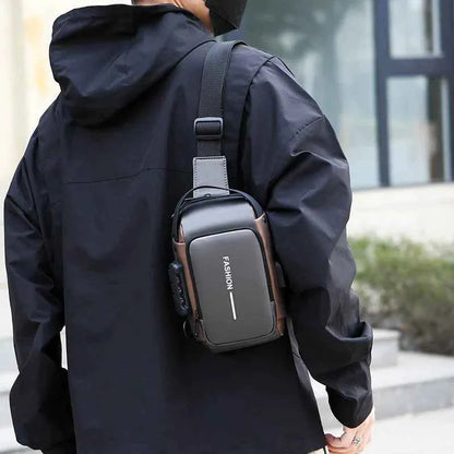 Sac Bandoulière en Tissu Oxford – Sacoche Poitrine Moto Tendance avec Poche Téléphone et Fermeture Éclair