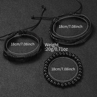 Montre Analogique avec bracelet en cuir tissé pour homme, ensemble de bracelets, mode, affaires, sans boîte, 4 pièces