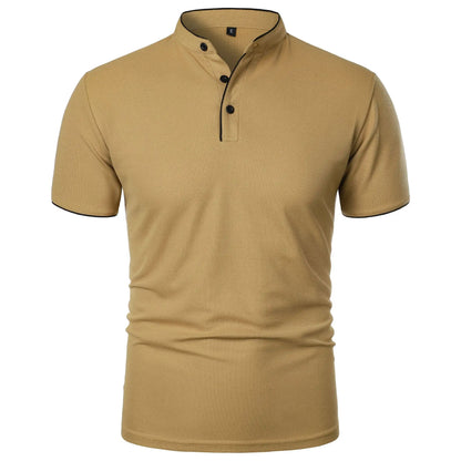 T-shirt Col Montant Homme —Coupe Décontractée, Tissu Respirant