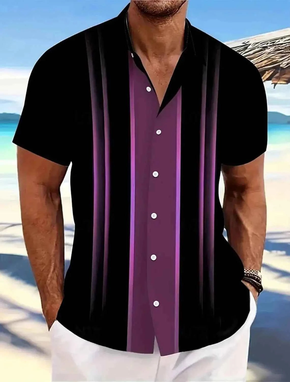 Chemise Homme Imprimé Géométrique / Manches Courtes