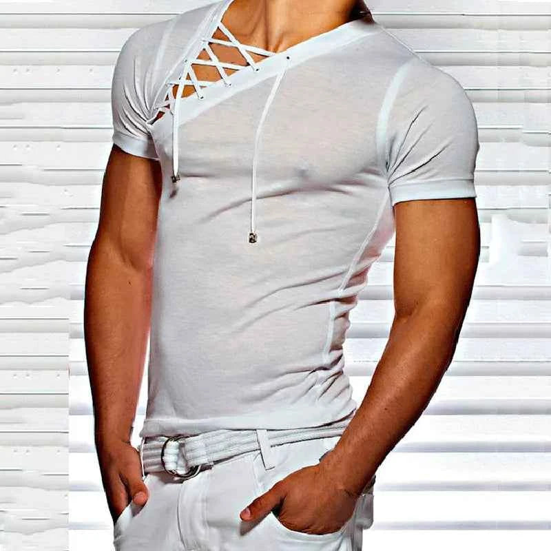 T-shirt Slim Fit Homme Col Rond Style Streetwear, Coupe Ajustée Hip-Hop