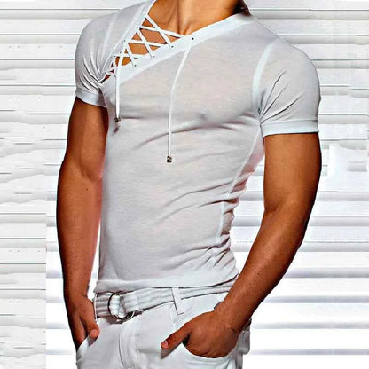 T-shirt Slim Fit Homme Col Rond Style Streetwear, Coupe Ajustée Hip-Hop