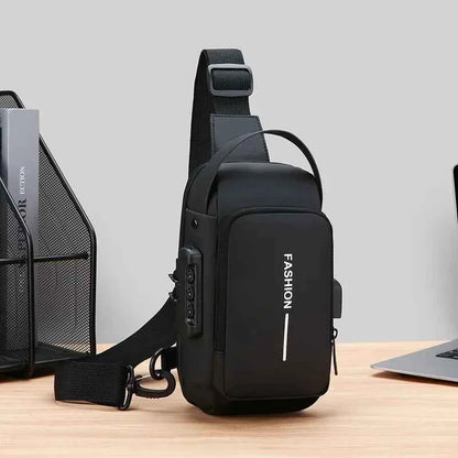 Sac Bandoulière en Tissu Oxford – Sacoche Poitrine Moto Tendance avec Poche Téléphone et Fermeture Éclair