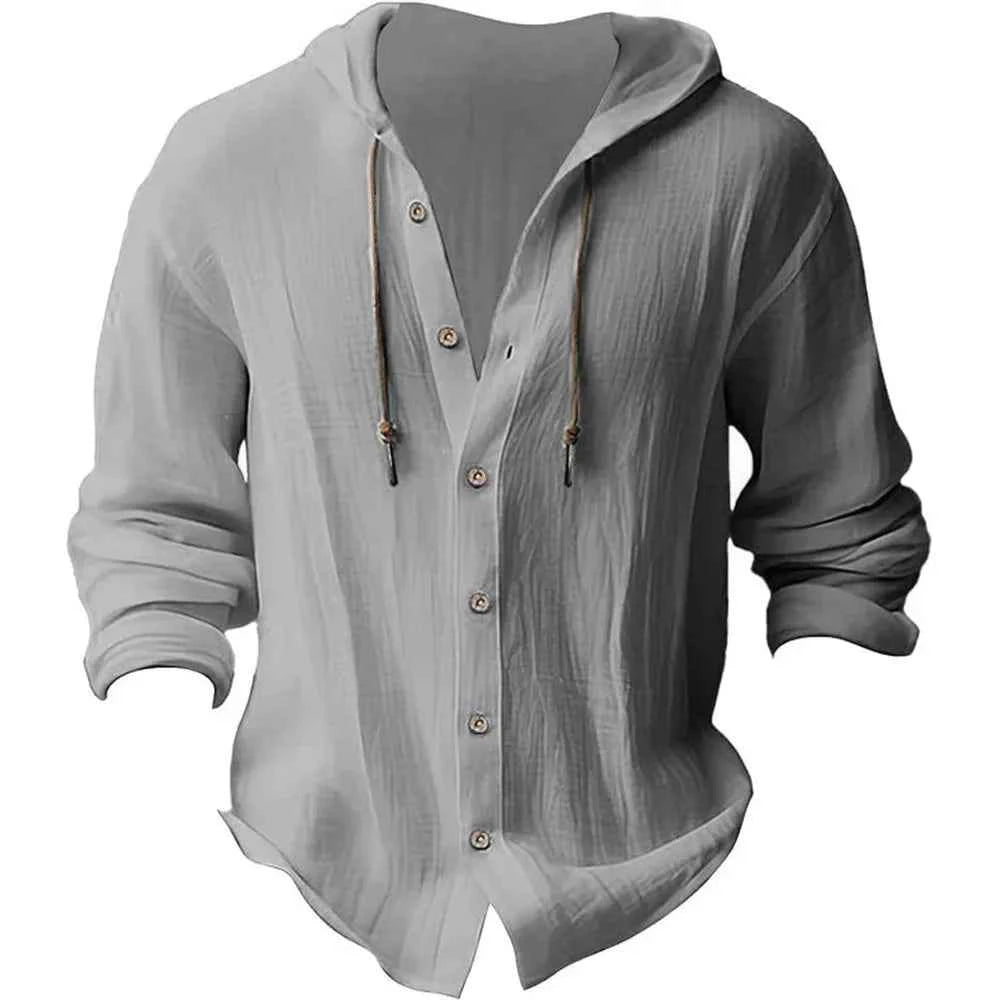 Cardigan à Capuche Homme en Coton & Lin — Overshirt Léger Printemps/Automne