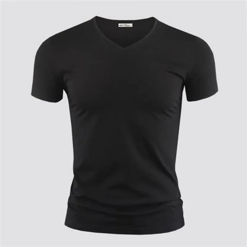 T-shirt Homme Col V ou Col Rond — Slim Fit, Couleur Unie, Séchage Rapide