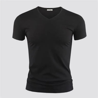 T-shirt Homme Col V ou Col Rond — Slim Fit, Couleur Unie, Séchage Rapide