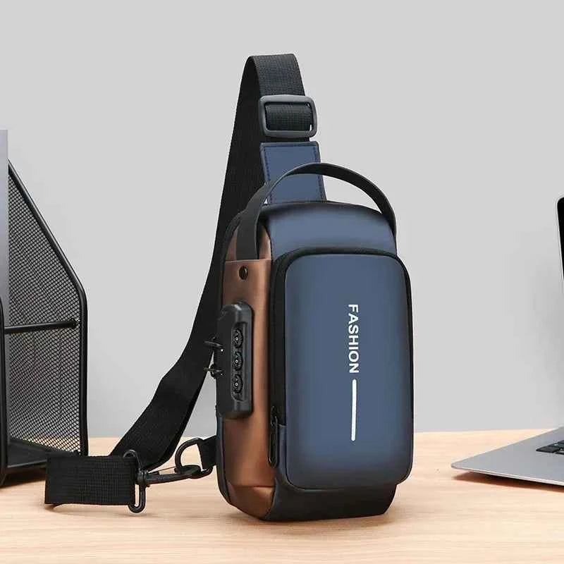Sac Bandoulière en Tissu Oxford – Sacoche Poitrine Moto Tendance avec Poche Téléphone et Fermeture Éclair