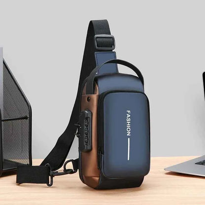 Sac Bandoulière en Tissu Oxford – Sacoche Poitrine Moto Tendance avec Poche Téléphone et Fermeture Éclair