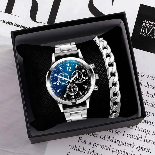 Montres style affaires fantaisie pour hommes, avec Bracelet en acier, mode (boîte non incluse)