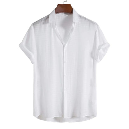 Chemise Homme Manches Courtes en Coton Stretch — Coupe Décontractée, Légère & Respirante