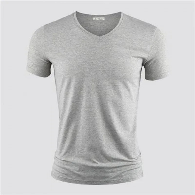 T-shirt Homme Col V ou Col Rond — Slim Fit, Couleur Unie, Séchage Rapide