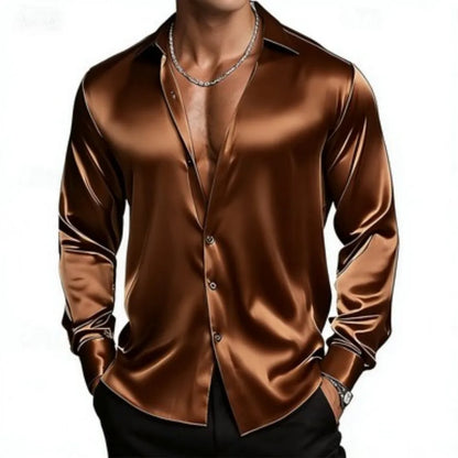 Chemise Satin Homme              Col Classique, Coupe Élégante